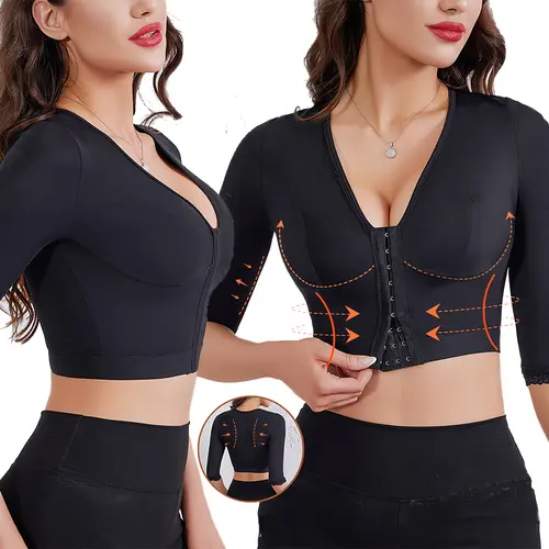 Gather Shaping Bra Top Yoga Front Button Sports Jacket Shaping Sleeves Womenswear Comfortable Fit for Active Activities