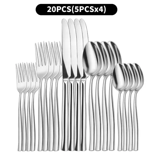 【AREL】20-Piece Stainless Steel Cutlery Set, Modern Kitchenware, Metal Utensils, Tableware Utensils, Ideal Kitchen Gift Set, Metal Utensils Set