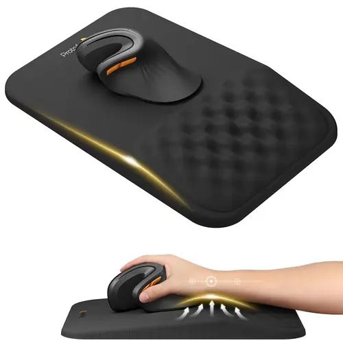 ProtoArc MP50 Ergonomic Mouse Pad with Massage Wrist Support for Pain Relief, Non-Slip Rubber Base Keeps It Firmly in Place, Waterproof Soft Memory Foam, Office Accessories, Work Accessories, Desk Gadget, Husband Gift