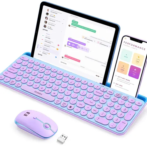Seenda CTU-301 Full Size Hybrid Bluetooth+USB 2.4G Keyboard-Mouse Set, Built-in Tablet Slot, Quiet & Smooth, 10M Keystroke Durability, Multi-Device for MacBook, Windows, iOS/Android, PC - Office & PC Accessories, Desk Accessory