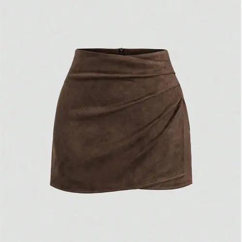 Women's Spring & Fall Velvet Vintage Italian Melange Pleated Bodycon Short Skirt, Fashionable Casual Versatile Ultra-Short Half Skirt