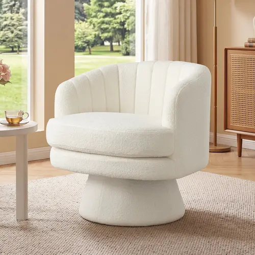 [DealsForYouDays] Ebello Modern and Comfortable Versatile Wool Chair, Comfortable Round Armchair, 360 Degree Rotating Bucket Chair, Suitable for Living Room, Bedroom, Office