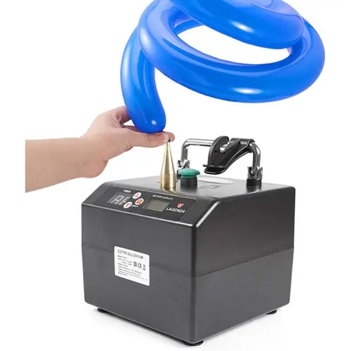Portable Electric Balloon Pump Set - Stainless Steel Automatic Inflator with Auto Stop, Adjustable Time, Filling Nozzle, Manual Option, Power Cord, Anti-Bacterial (14x14x17cm) for 1st Birthday, Wedding Balloon Party Supplies