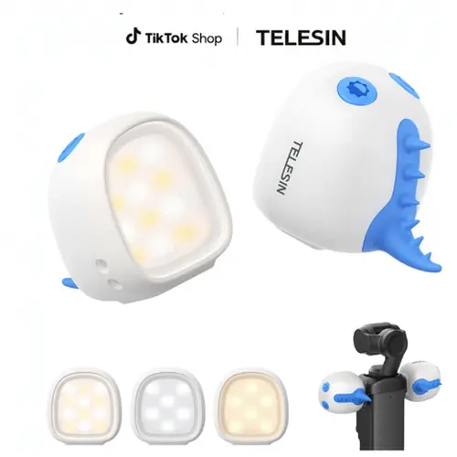 TELESIN Magnetic Photographic Fill Light - Camera Attachment Light for Xtra Muse, DJI Osmo Pocket 3/4/4Pro, 3-Level Adjustable Brightness, USB-C Rechargeable, 12H Battery Life Vlogging Equipment Selfie Accessories