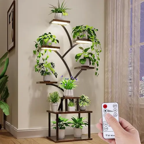 Plant Stand Indoor with Grow Lights - 8 Tiered Tall Indoor Plant Display Shelf, 61" Corner Indoor Plants Rack, Metal Plant Flower Holder for Living Room, Patio, Balcony #Summervibes,back to school,back to school haul