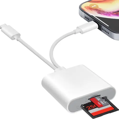 SD Card Reader for iPhone, iPad, USB C and Lightning Dual Port SD Card Adapter, Memory Card Reader for Camera Adapter, Support SD, Micro SD, USB 3.0, No App Driver Required