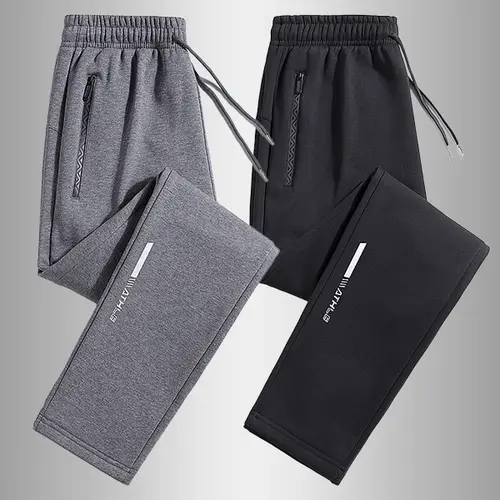 Men's 2-Piece Autumn Jogger Set - Elastic Waistband Sweatpants, Solid Color, Sports Style, Monochromatic, Neutral Toned Pants for Daily Wear & Fitness Exercise, Men's Sweatpants, Solid Color Men's Pants, Track Pants, Joggers
