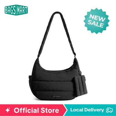 BAGSMART Women's 2 Size Puffer Shoulder Bag Lightweight Fluffy Crossbody Hobo Handbag Puffy Pouch Versatile Stylish Curve Tote Bag S L Sizes DealsForYouDays summerwins