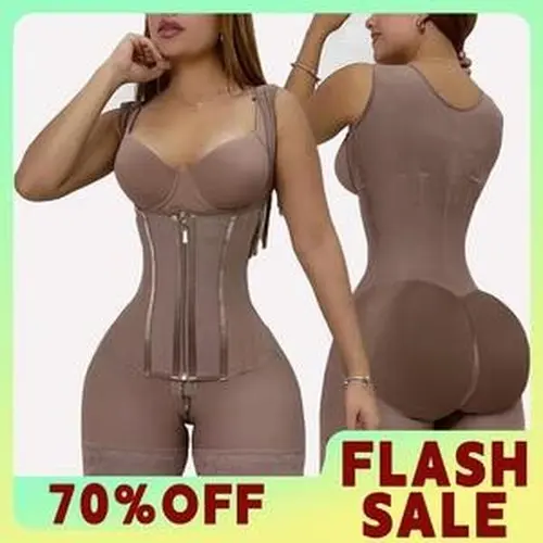 LUXSEREN Women's High Waisted 2-in-1 Solid Color Zipper Corset Bodysuit - Nylon Blend Seamless Cut Faja, Tummy-Control, Waist-Tightening, Butt-Lifting Shapewear for Daily Wear, High Waisted Shapewear, Shapewear For Women