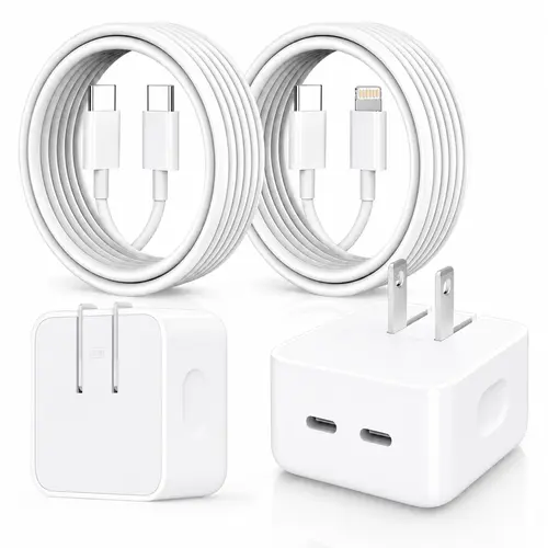 ARTCYBER 2-Pack 35W USB-C Wall Chargers (Foldable US Plug Set) with 6.6FT USB-C to 8-Pin & Cables for iPhone-Compatible Smartphones, Cellphones, Mobile Devices, Tablets, Smartphone