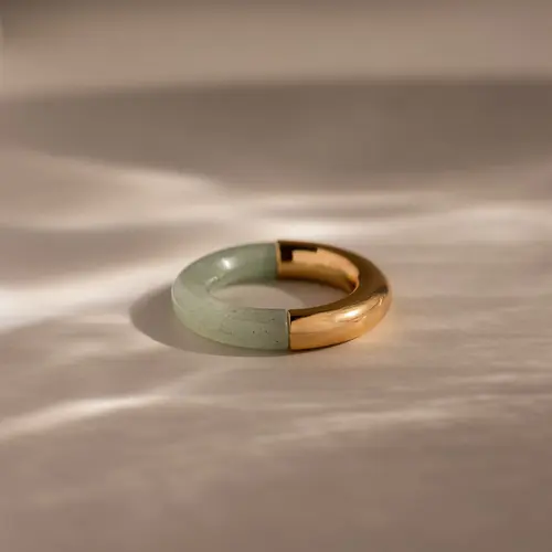 Half Jade Ring by Caitlyn Minimalist - Green Gemstone Stacking Ring for Women - Boho Jewelry - Birthday Gift