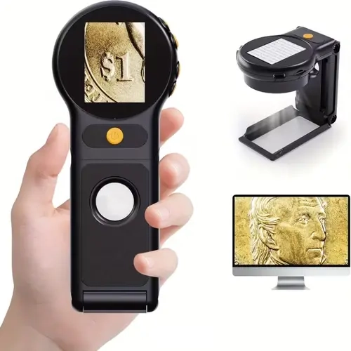 [2027 Upgrade] Mini Foldable Handheld Microscope ,Coin Magnifying Glass with 2" Screen - 500x Magnification USB Magnifier for Adults & Kids, 2MP Auto-Focus, Educational supplies Perfect Christmas & New Year Gift Idea Visual Learning Tools Teaching Supplie