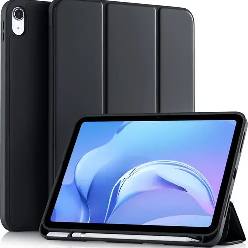 Slim PU Leather & TPU Tablet Case with Pencil Holder, Crystal Back Shell & Auto Wake-Sleep for iPad 11th Gen (11 in) & 10th Gen (10.9 inch) A16, Tablet Accessories