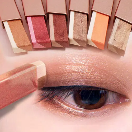 6Pcs Two Color Eyeshadow Stick Set Cosmetic Pearlescent Matte Highlighter Eye Shadow Glam Natural Long Lasting Waterproof Not Easy To Take Off Makeup