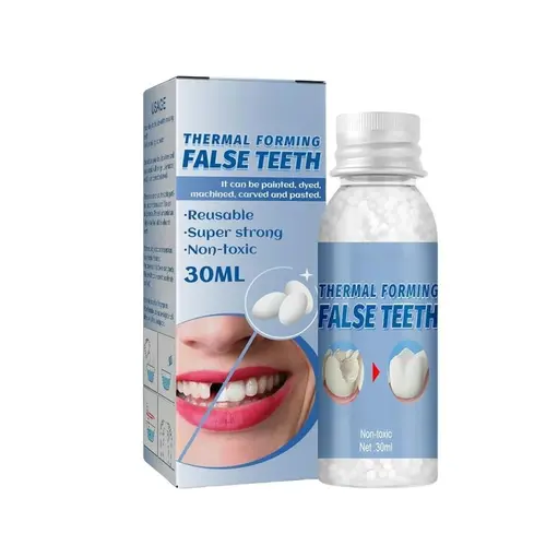 1 PCS Fake Teeth Beauty Products – Temporary Cosmetic Teeth Replacement, Lightweight Moldable Dental Restoration Fillers, Washable Reusable for Halloween, Parties & Cosplay, Easy Shape & Fit, Natural White Look, Fun Costume Accessory for Themed Events