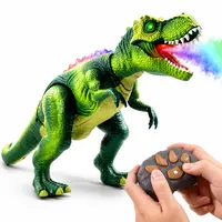 Remote Control Dinosaur Toy with Spray Mist Walking T-Rex LED Lights Roaring Sound RC Jurassic Dino for Kids Boys Girls Gift Interactive Play Engaging Fun