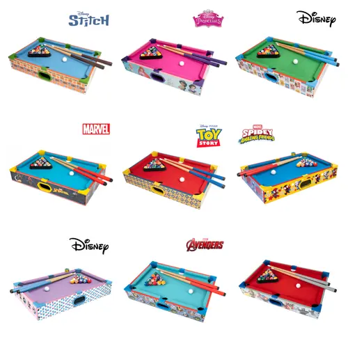 Officially Licensed Wooden Mini Tabletop Pool Table, Kids Family Billiards Arcade Game, Toy Story, Disney Princess, Spider-Man, Mickey & Friends, Avengers, Stitch, and More