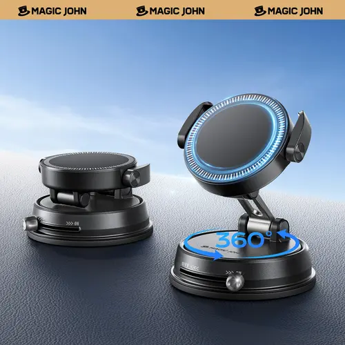 MAGIC JOHN Clip-On Phone Holder for Car - Cars Accessories, Strong Grip, Non-Slip Foldable Stand, 360° Rotate, Works w/ Magsafe, for Navigation & Home Use (Fits All Phones),back to school,back to school haul
