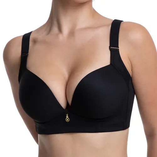 FallSweet Wireless Add 2 Cups Padded Plunge Push Up Bras Back Smoothing Brasieres