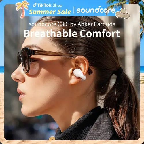 soundcore C30i by Anker, Open-Ear Earbuds, Clip-On Headphones, Lightweight Comfort, Small-Ear Friendly, Stable Fit, Firm-Shell Design, Attachable Ear Grips, Big Drivers for Clear Audio, 30H Play, IPX4,back to school,back to school haul
