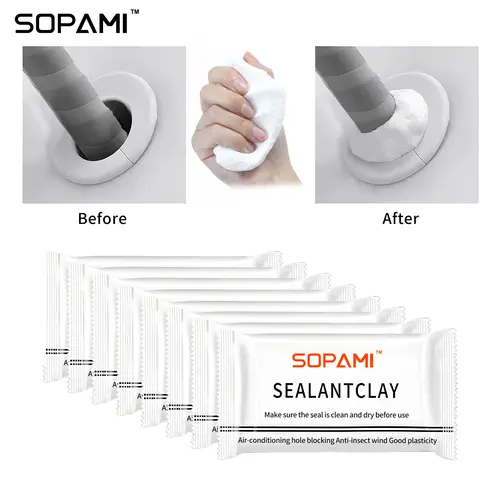 SOPAMI 10/20PCS Eco-Friendly Sticky Sealant Clay, Quick Curing & Strong Adhesion, Waterproof Oil-Resistant Pest Control Sealant for Air Conditioner Holes Wall Cracks Pipes