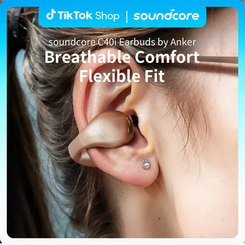 soundcore C40i by Anker, Open-Ear Earbuds, Clip-On Headphones, Flexible Joint Design, Button Controls, Lightweight Comfort, Stable Fit with Attachable Ear Grips, Expansive Drivers for Clear Sound #tiktokshopsummersale,back to school,back to school haul