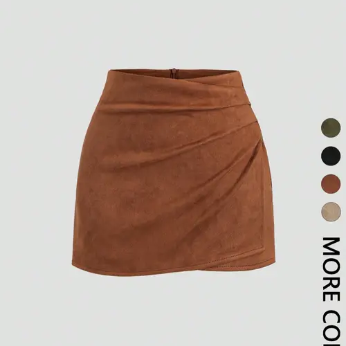 Women's Spring &Fall Velvet Vintage Italian Melange Pleated Bodycon Short Skirt,Fashionable Casual Versatile Ultra-Short Half Skirt, Bottoms