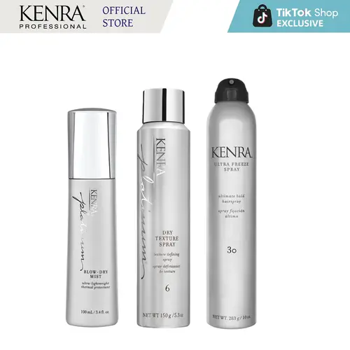 Kenra Platinum Blow-Dry Mist & Platinum Dry Texture Spray 6 & Ultra Freeze Spray 30
