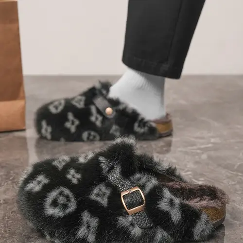 Unisex Faux Fur Mules, Anti-Slip Warm Outdoor Winter Slippers, Fluffy Home Slippers, Perfect Gift Choice