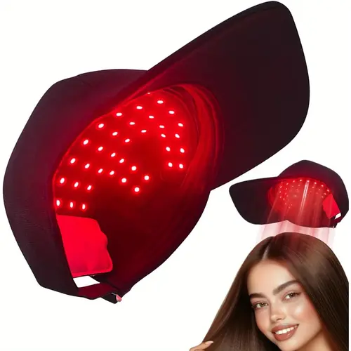 FDA Cleared - Red Light Therapy Cap for Hair Growth 850nm Infrared Light Device Black Adjustable Hat for Hair Health and Growth Convenient Hair Care Routine