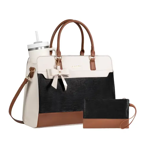 AAIVV Women's 2-Piece Tote Bag Set, Leather Work Tote & Lightweight Puffer Tote, Laptop Shoulder Bag with Compartments for Work, Travel & Everyday Use,back to school,back to school haul