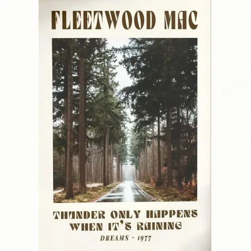 Fleetwood Mac 70's Music Lyrics Art Print - Frame-Style Graphic Print Design, Plaid Home Decor Accessory, Bedroom Decor, Wardrobe Accent, Gift for Music Lovers, Home Wall Art, Vintage Art Graphic