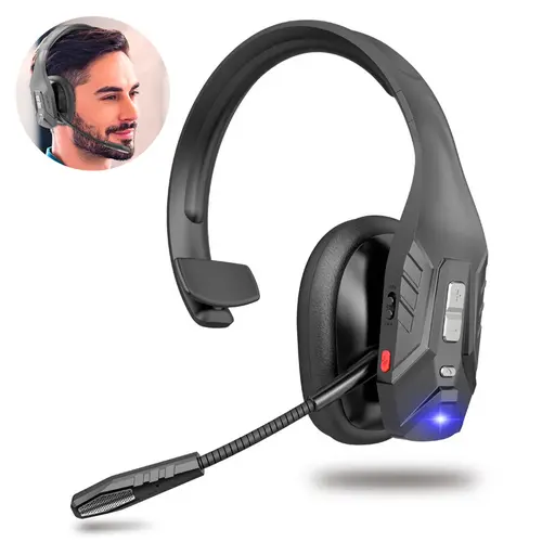 DH10 Bluetooth Trucker Headset Noise Cancelling Wireless Headphones with Mic Volume Control for Clear Communication PC Headset for Professional Settings & Extended Use Comfortable Reliable