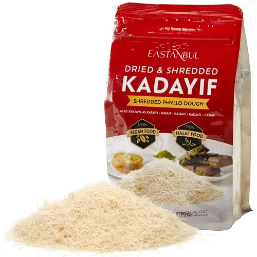 Eastanbul Dried Shredded Kataifi Dough, 170g (6oz), Kadayif Pastry, Chopped Fillo Dough for Kunafa, Knafeh & Dubai Chocolate Desserts