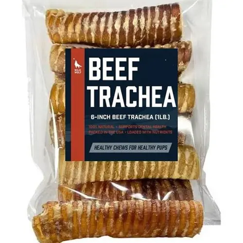 6” Beef Trachea Dog Chews (1 LB.) 100% Natural Dog Treats - Single-ingredient