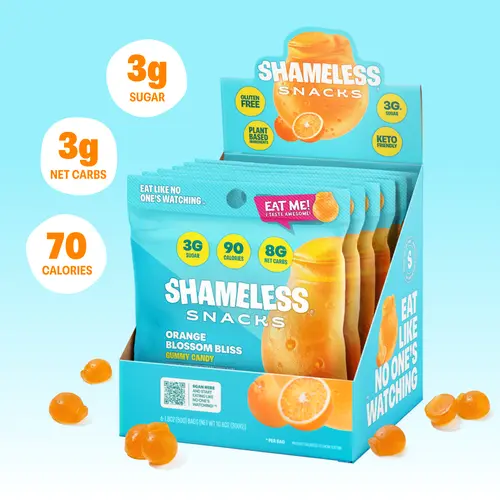 Shameless Snacks Orange Blossom Natural Vegan Candy - Erythritol-Sweetened, High Fiber, No Added Sugar, Gluten-Free, Low-Carb, Keto, Guilt-Free Boxed Set for Kids & Adults