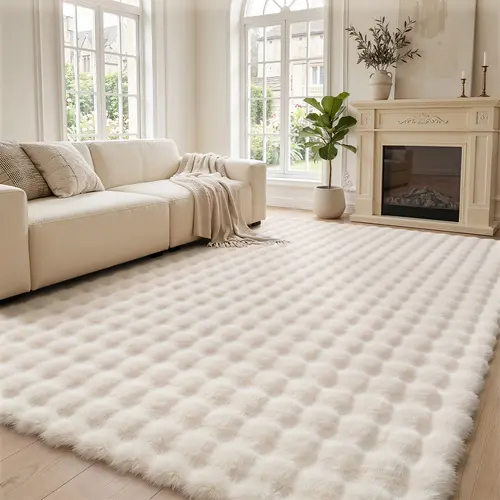 LUMI Soft Fluffy Bedside Rug – Modern Plush Shaggy Carpet, Non-Slip Floor Mat for Bedroom, Bay Window & Living Room Home Decorative Rugs