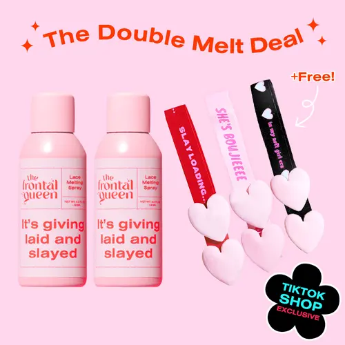 The Frontal Queen DOUBLE MELT DEAL – 2-Pack  Lace Melting Spray with 3 FREE Boujie Band | Seamless, Sweatproof Hold for Wigs, Frontals & Slick Styles |  Buildable Formula for Long-Lasting, Flawless Melts – Beginner & Stylist Approved tiktokshopspringglowu