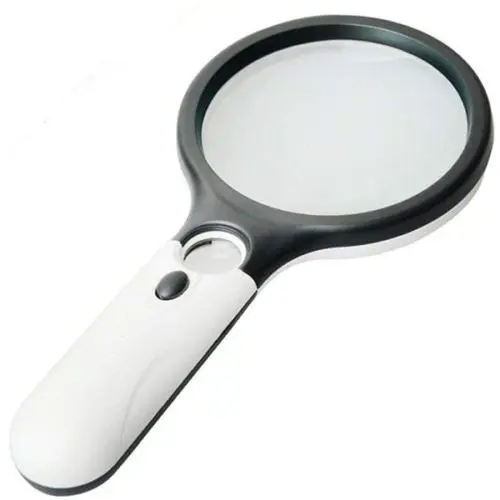 1 PCS Handheld Magnifying Glass with 3X magnification and 3 LED lights. This portable desk accessory works perfectly for reading and craft work. Bright illumination and clear view bring you great convenience in daily study and manual creation