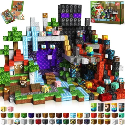 Magnetopia 300 PCS Magnetic Building Blocks - Stacking Magnets with Bell-Like Rustling Sounds, STEM Montessori Sensory Toy for Kids 3+, Building Blocks Model for Children Development, Cool Gifts for Kids by Summerwins
