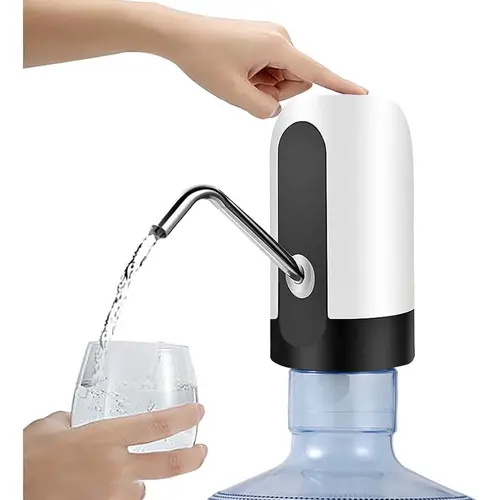 5 Gal Portable Automatic Drink Dispenser - USB-Rechargeable White ABS Plastic Leakproof Seal Model, Fits Barrels, Great for Home Water Access