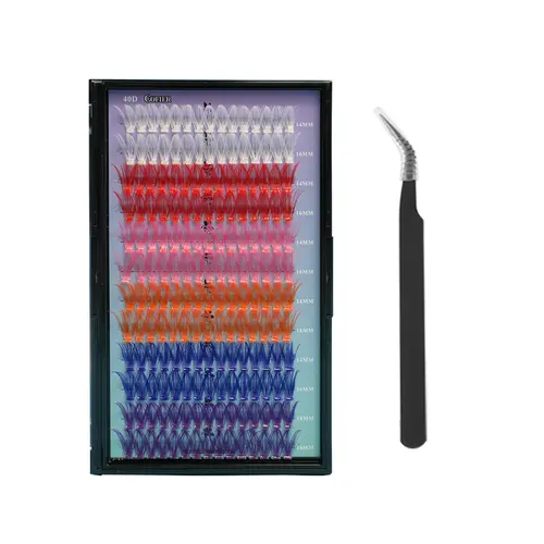 Iridescent Lash Clusters DIY Kit, 180 pcs Reusable Self-Adhesive Eyelashes, 14-16mm Colorful Extensions, No Glue Needed & Blends with Natural Lashes, Reuseable Lashes