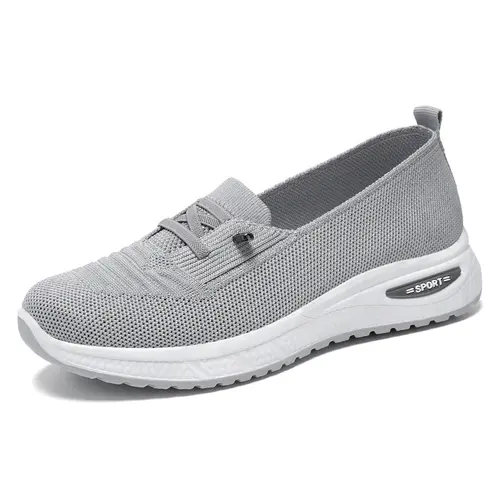 OFIREND Women's Knit Slip-On Walking Shoes - Lightweight, Breathable Wedge Walking Trainers with Shock-Absorbing PVC Sole, Adjustable Drawstring Laces, Round Toe, Ankle Design for Seniors, All-Day Work, Holiday, All Seasons Women's Shoes