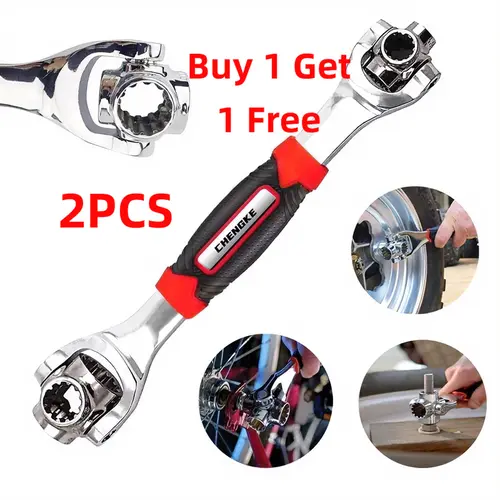 (Buy 1 Get 1 Free) Chengke 52-in-1 Metal Handle Ratcheting Wrench Set, Adjustable Multi-Size Head Socket Wrench with 360-Degree Rotating Head, Hand Tool for Car Repair, DIY Maintenance