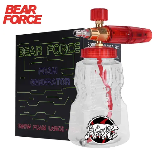 【fathersdaygift】BEAR FORCE Pressure Washer Brass Foam Cannon Foam Generator Snow Foam Lance with 1/4” Quick Connector & 1.25mm & 1.10mm Orifice Nozzle, 360° Adjustable Thicker Snow Foam with 32 oz Soap, Car Wash Snow Foam Sprayer, Car Wash Equipment