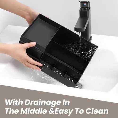 Men's Cologne Storage Rack, Bathroom Counter Organizer and Perfume Tray with Toothbrush and Sink Brush Holder, Durable Plastic Organizers, Cosmetic Storage Box, Versatile Organizer
