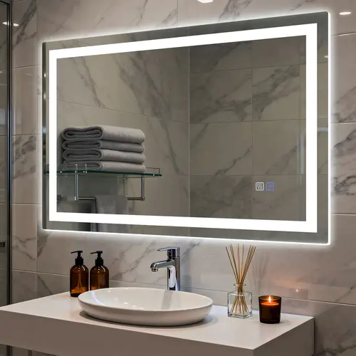 HYPERLITE Dimmable Brightness Bathroom Mirror Lights, 36*28 inches Anti-Fog Function Vanity Mirror Memory Setting LED Wall Mirror , Shatter-Proof Tempered Glass, Modern Illuminated Mirror Bathroom Dressing Area  48*32 32*24 36*24 BackToSchool, Rectangle