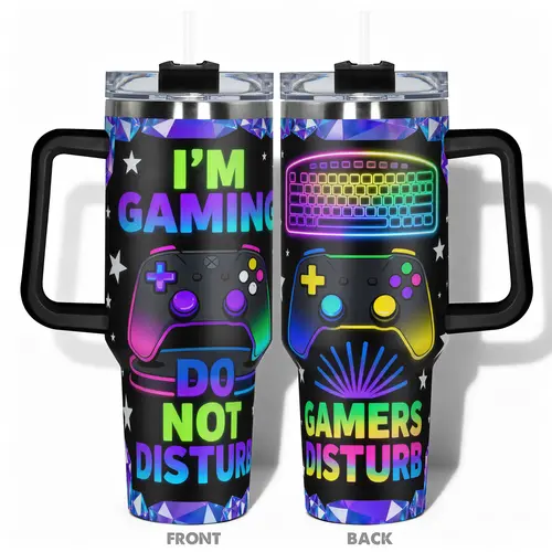 1pc 40oz/30oz/14oz Cup Stainless Steel Tumbler Thermal Cup With I'm Gaming Do Not Disturb Design, Leakproof Large Capacity, for Gym, Hiking, Travel, Birthday Christmas Gift, Insulated Water Bottle, Insulated Travel Drinkware