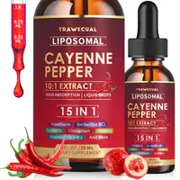 Trawecual Liposomal Cayenne Pepper Drops | 15-in-1 with Berberine, D3+K2, Turmeric & Beet Root | Boosts Metabolism, Energy & Circulation - Fast Absorption 30ml