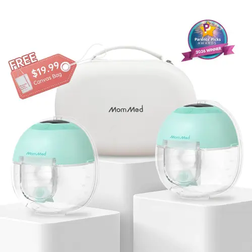 MomMed S33 Luma Hands-Free Breast Pump with Built-In Gentle Glow Night Light, Portable Wearable Cordless Pumping System (25.5 x 17 x 11.03 cm) for Breastfeeding Mothers to Woman Pump Breastmilk, 4 Modes 9 Levels